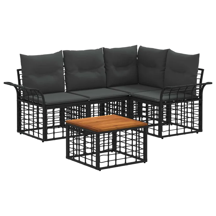 Ensemble de canapés d'extérieur 5 pcs Noir et Gris foncé - 2