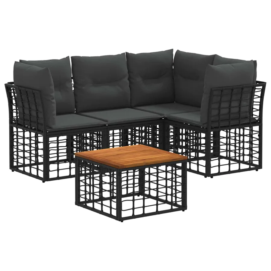 Ensemble de canapés d'extérieur 5 pcs Noir et Gris foncé - 2