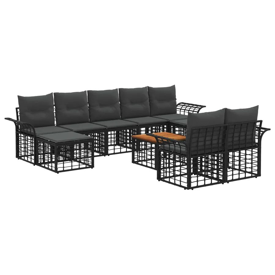 Ensemble de canapés d'extérieur 10 pcs Noir et Gris foncé - 2