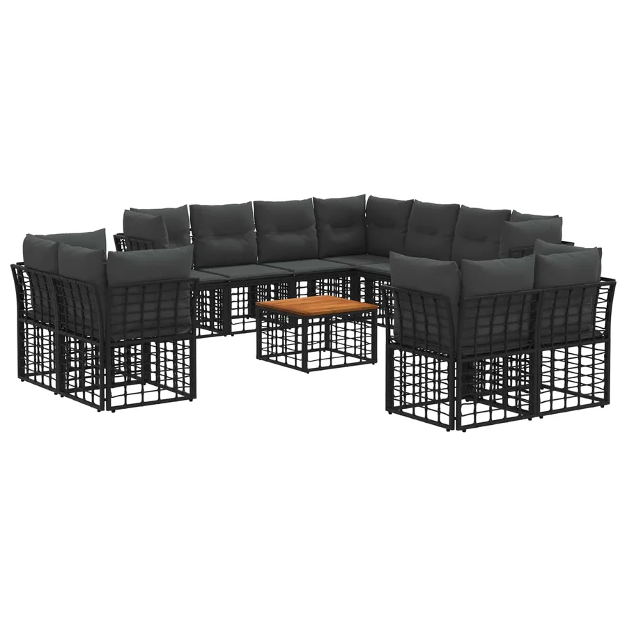 Ensemble de canapés d'extérieur 12 pcs Noir et Gris foncé - 2