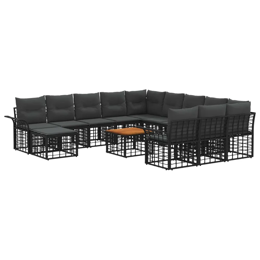 Ensemble de canapé de jardin 13 pcs Noir et Gris foncé - 2