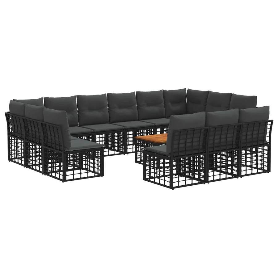 Ensemble de canapés d'extérieur 14 pcs Noir et Gris foncé - 2