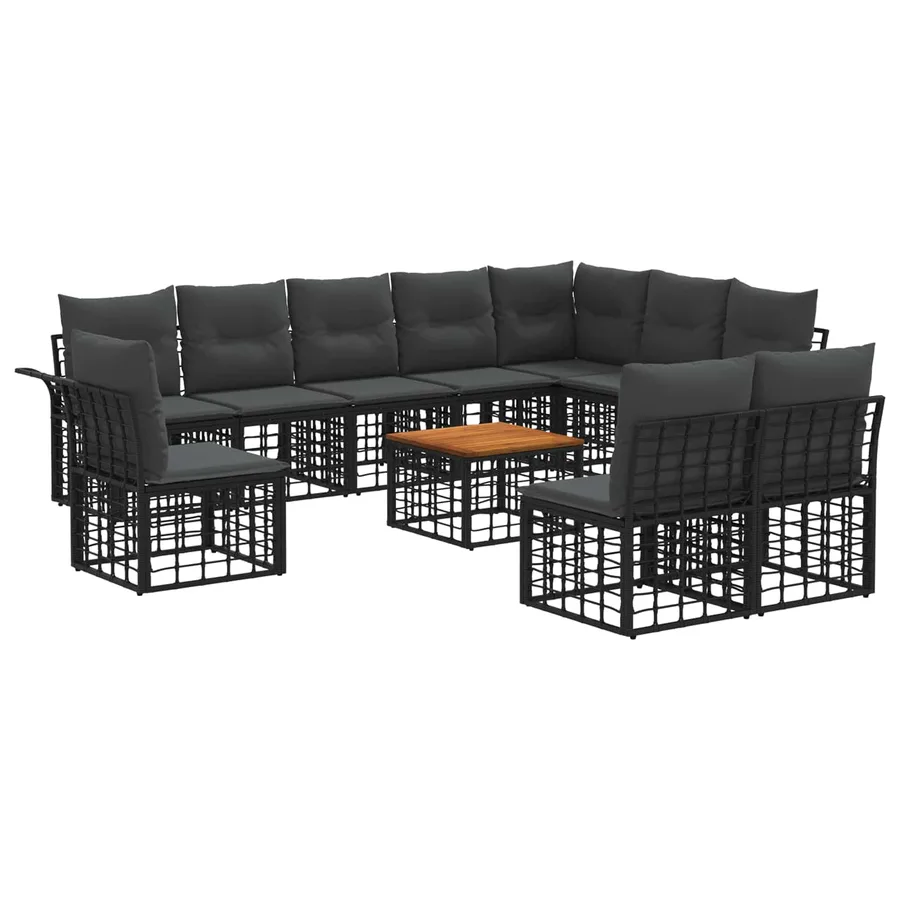 Ensemble de canapés d'extérieur 11 pcs Noir et Gris foncé - 2