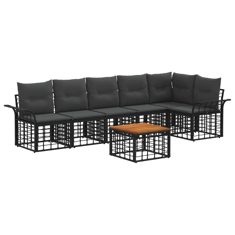 Ensemble de canapés d'extérieur 7 pcs Noir et Gris foncé - 2