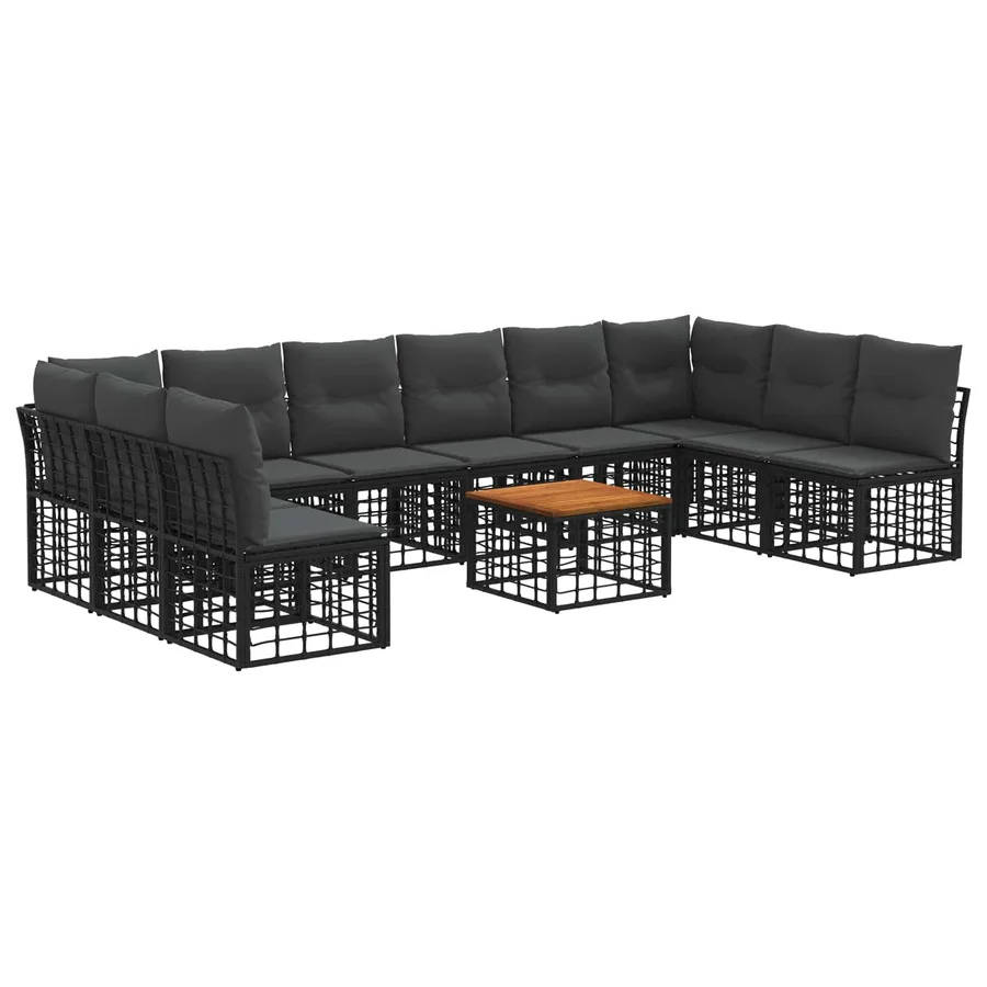Ensemble de canapés d'extérieur 11 pcs Noir et Gris foncé - 2