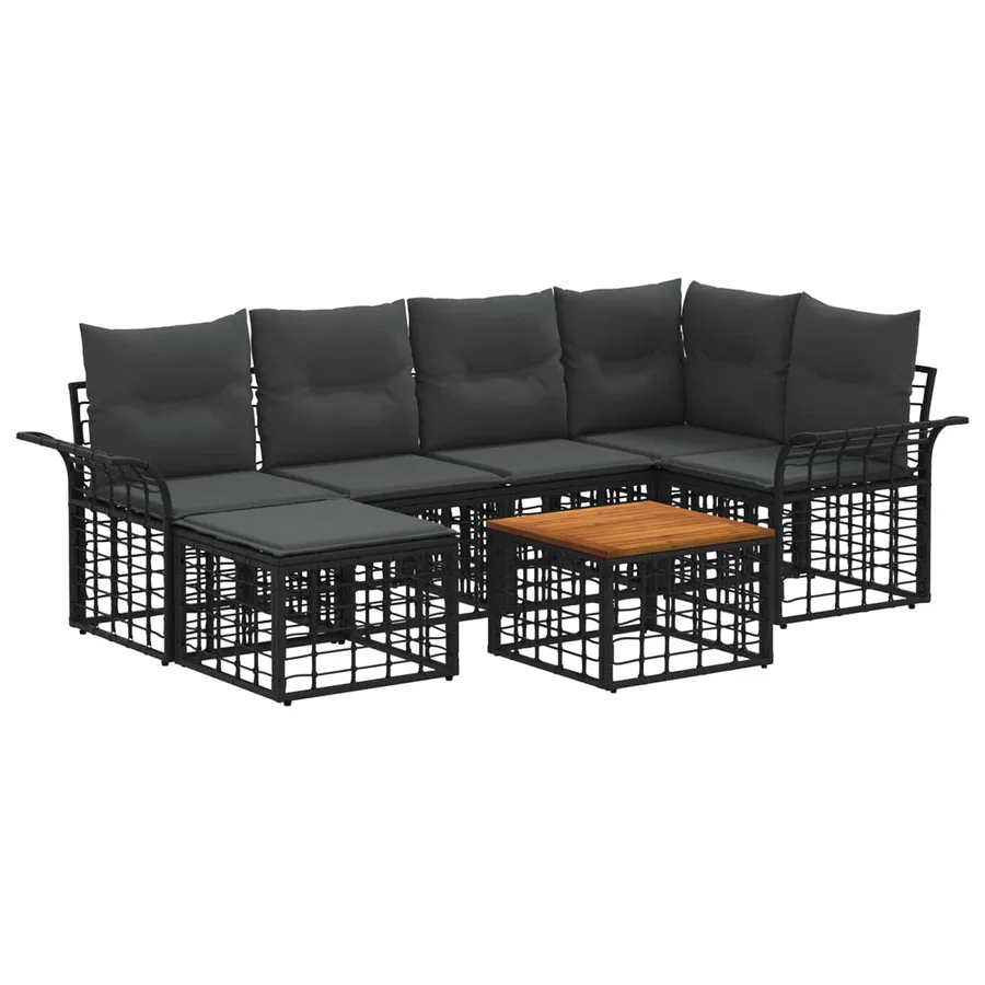 Ensemble de canapés d'extérieur 7 pcs Noir et Gris foncé - 2