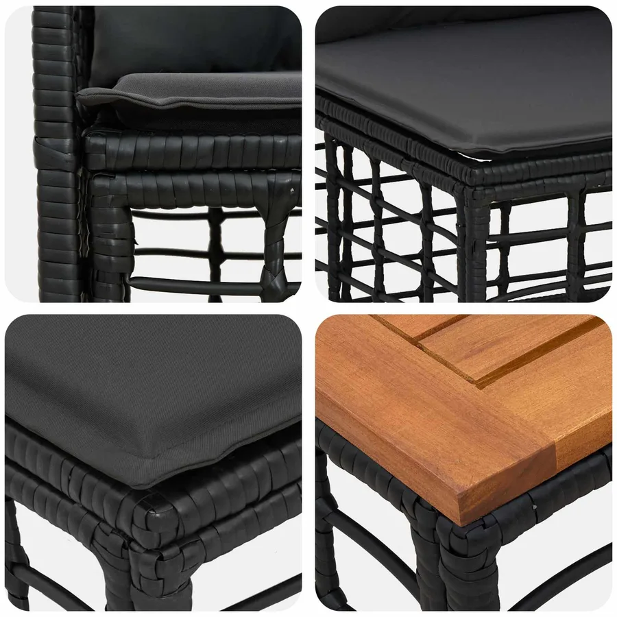 Ensemble de canapés d'extérieur 7 pcs Noir et Gris foncé - 9