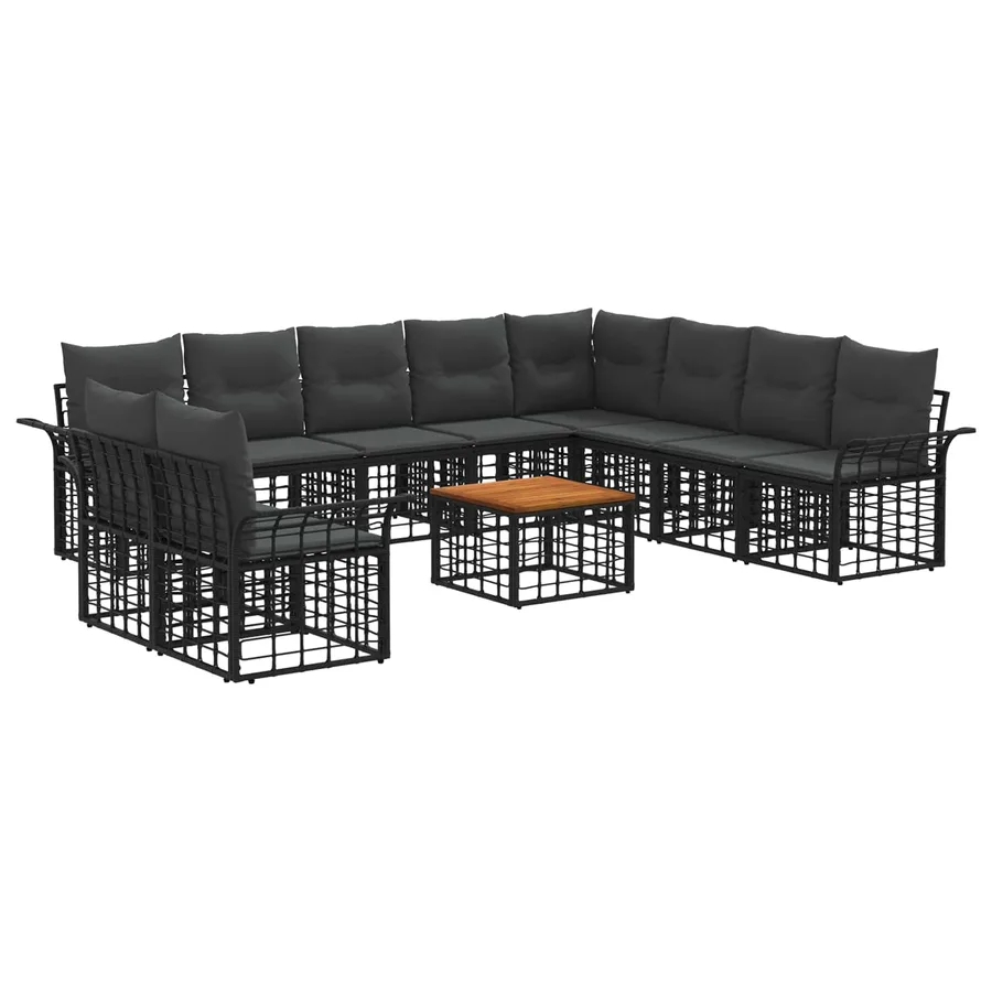 Ensemble de canapés d'extérieur 11 pcs Noir et Gris foncé - 2