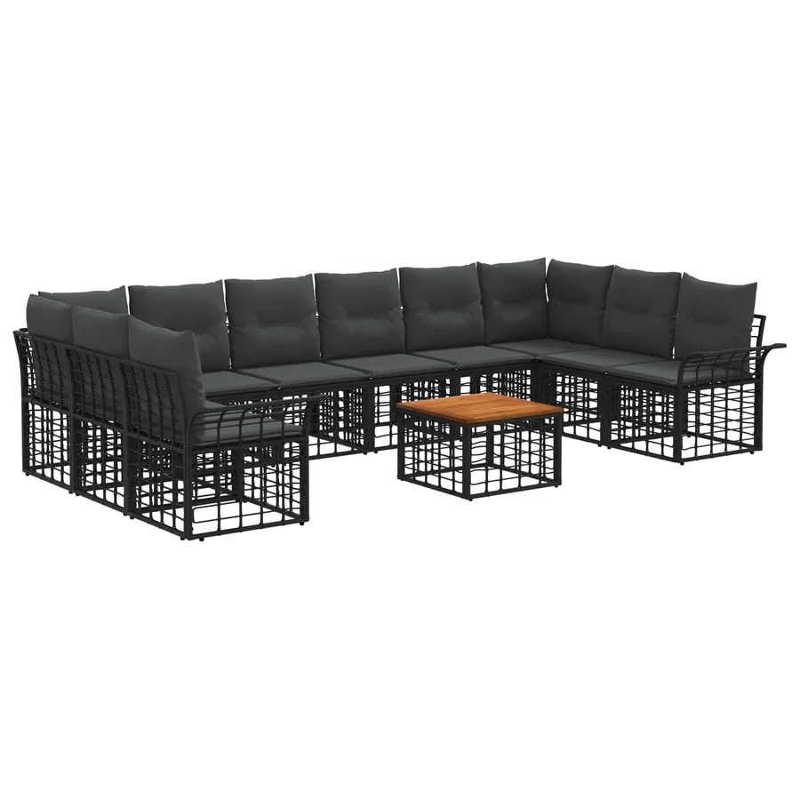 Ensemble de canapés d'extérieur 11 pcs Noir et Gris foncé - 2