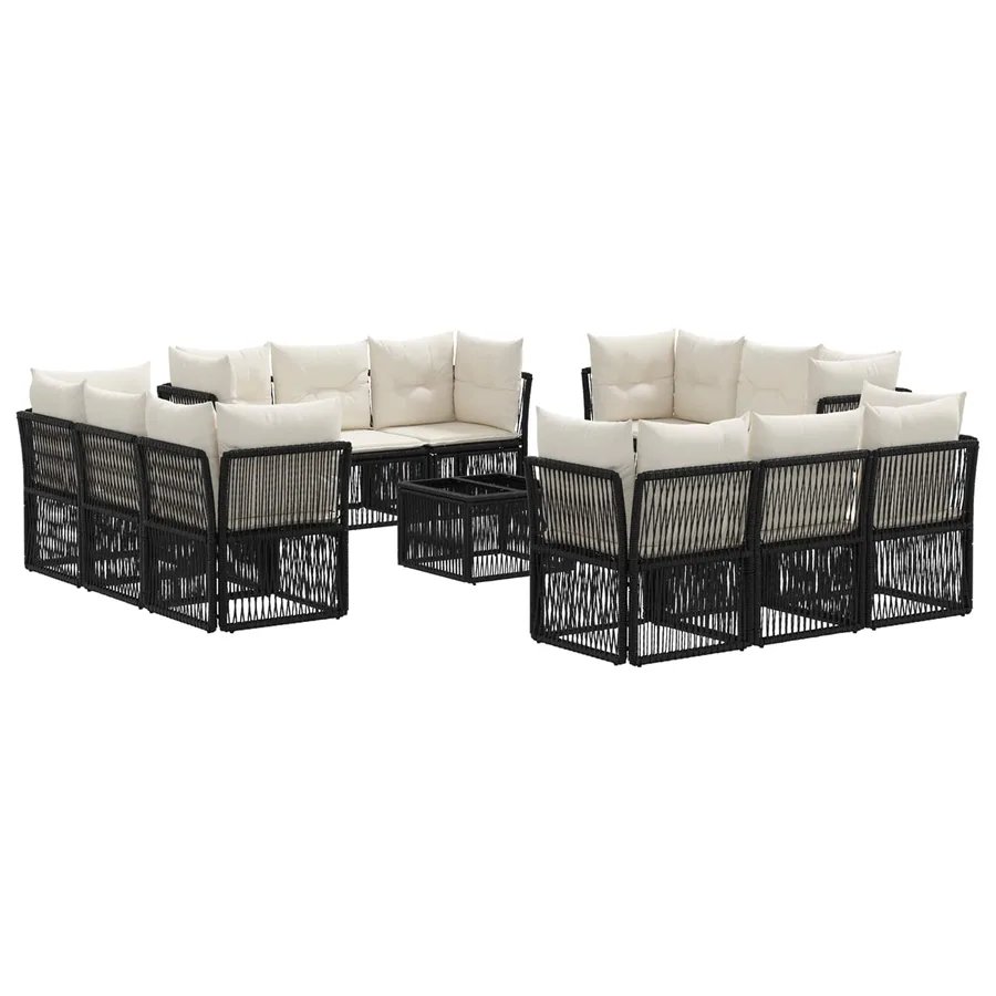 Ensemble de canapé de jardin 13 pcs Noir polyrotin - 2
