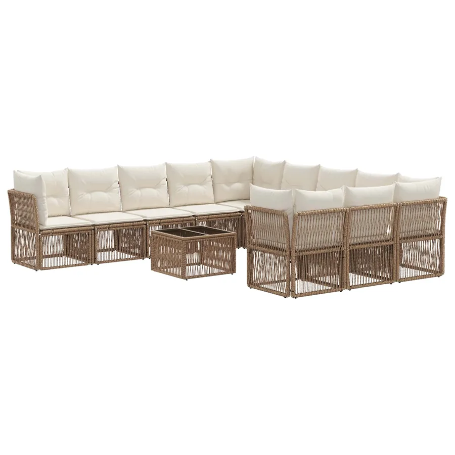 Ensemble de canapé de jardin 12 pcs Beige polyrotin - 2