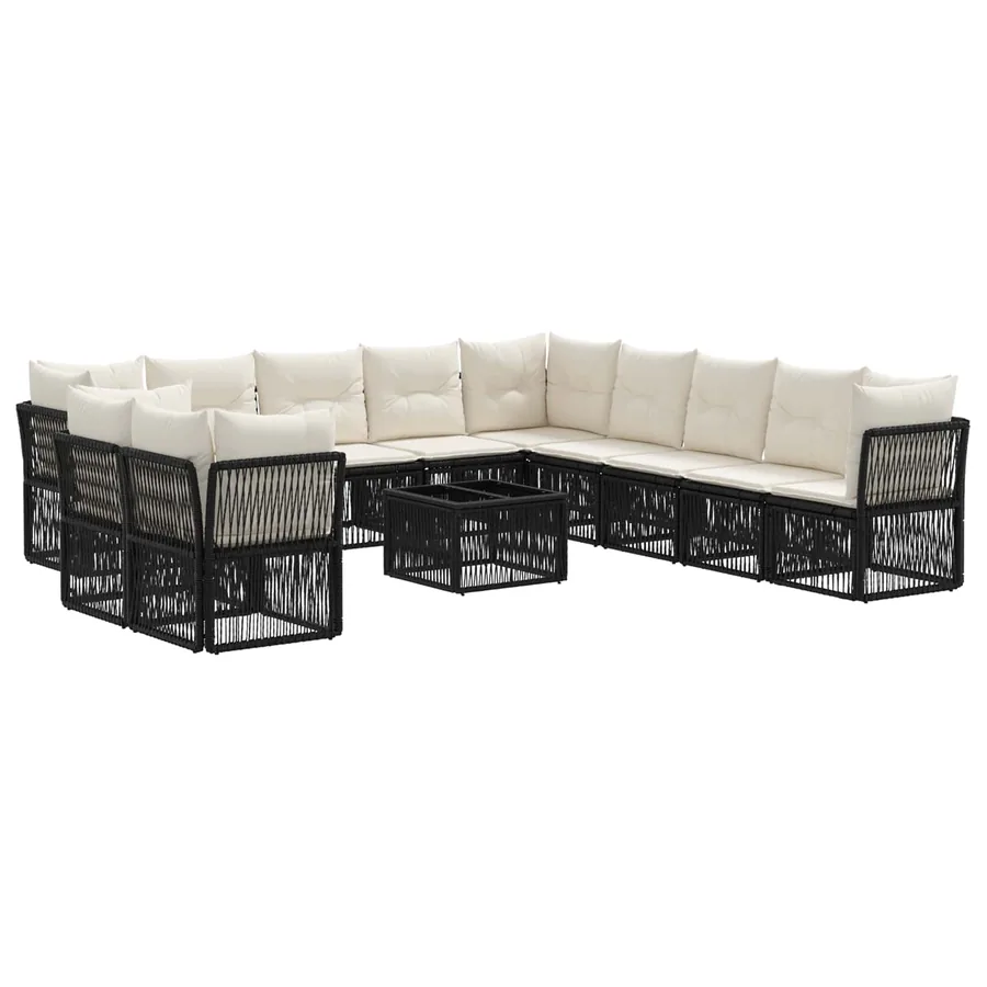 Ensemble de canapé de jardin 12 pcs Noir polyrotin