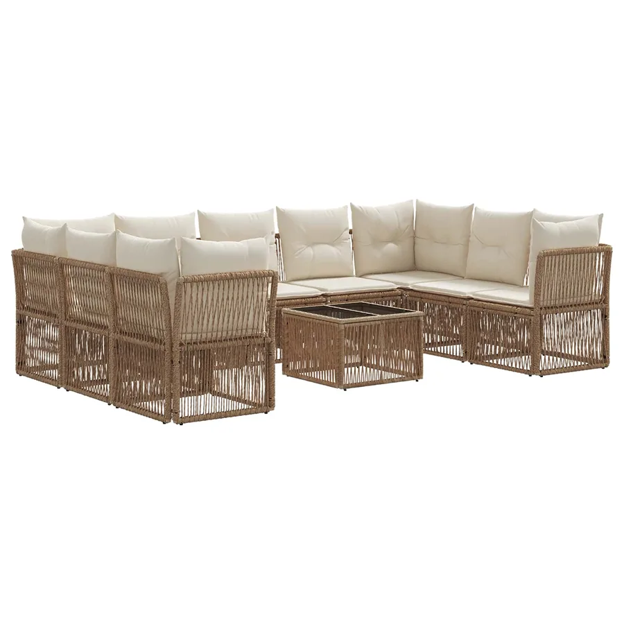 Ensemble de canapé de jardin 10 pcs Beige polyrotin - 2