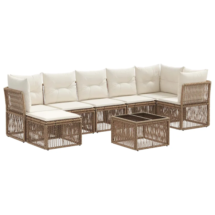 Ensemble de canapé de jardin 8 pcs Beige polyrotin - 2