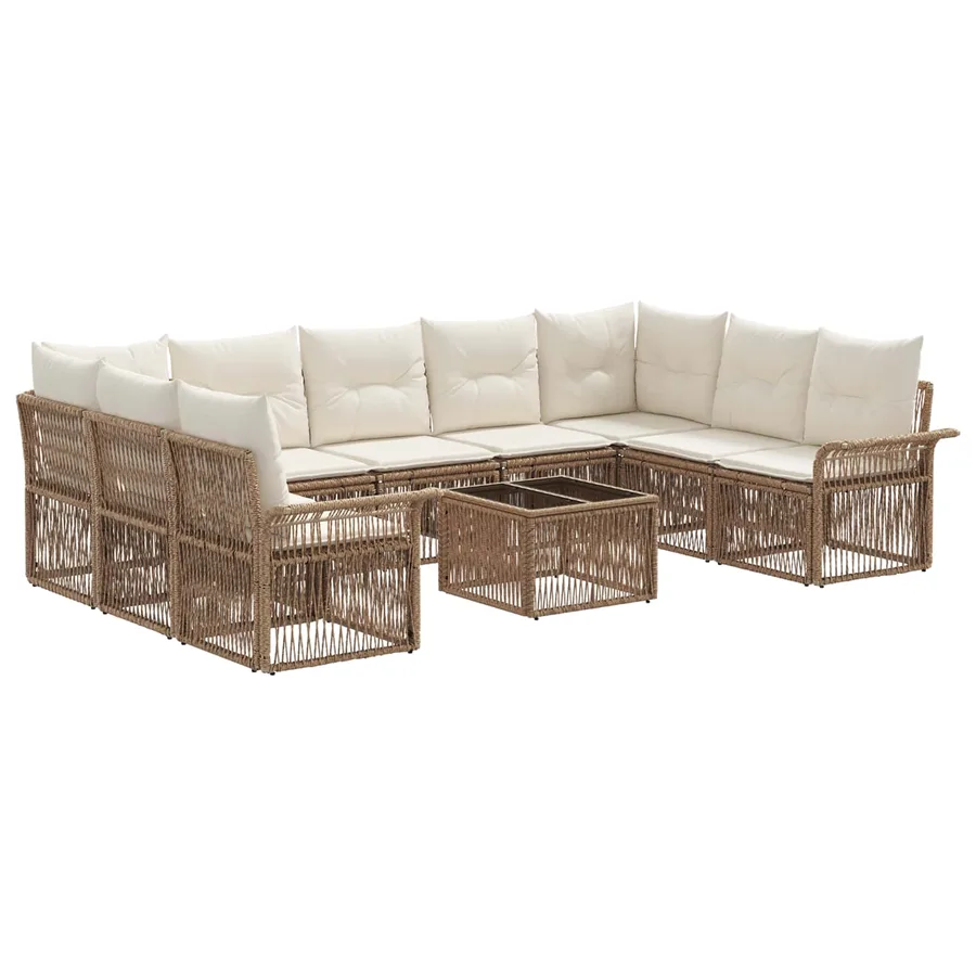 Ensemble de canapé de jardin 10 pcs Beige polyrotin - 2