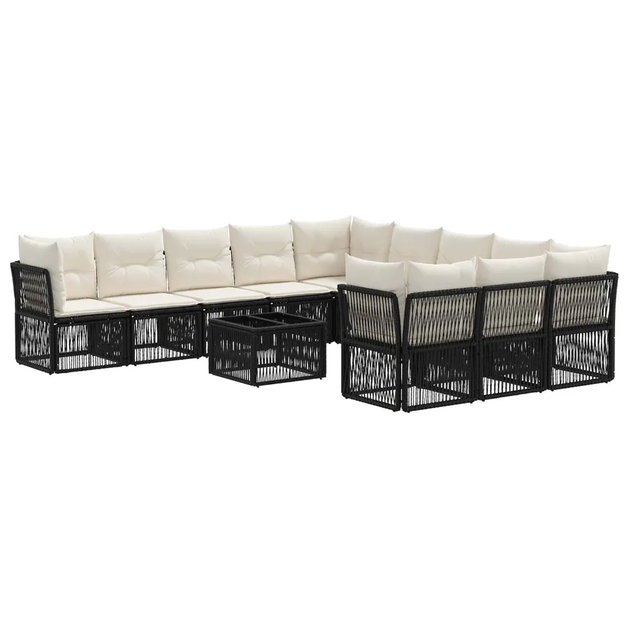 Ensemble de canapé de jardin 12 pcs Noir polyrotin - 2