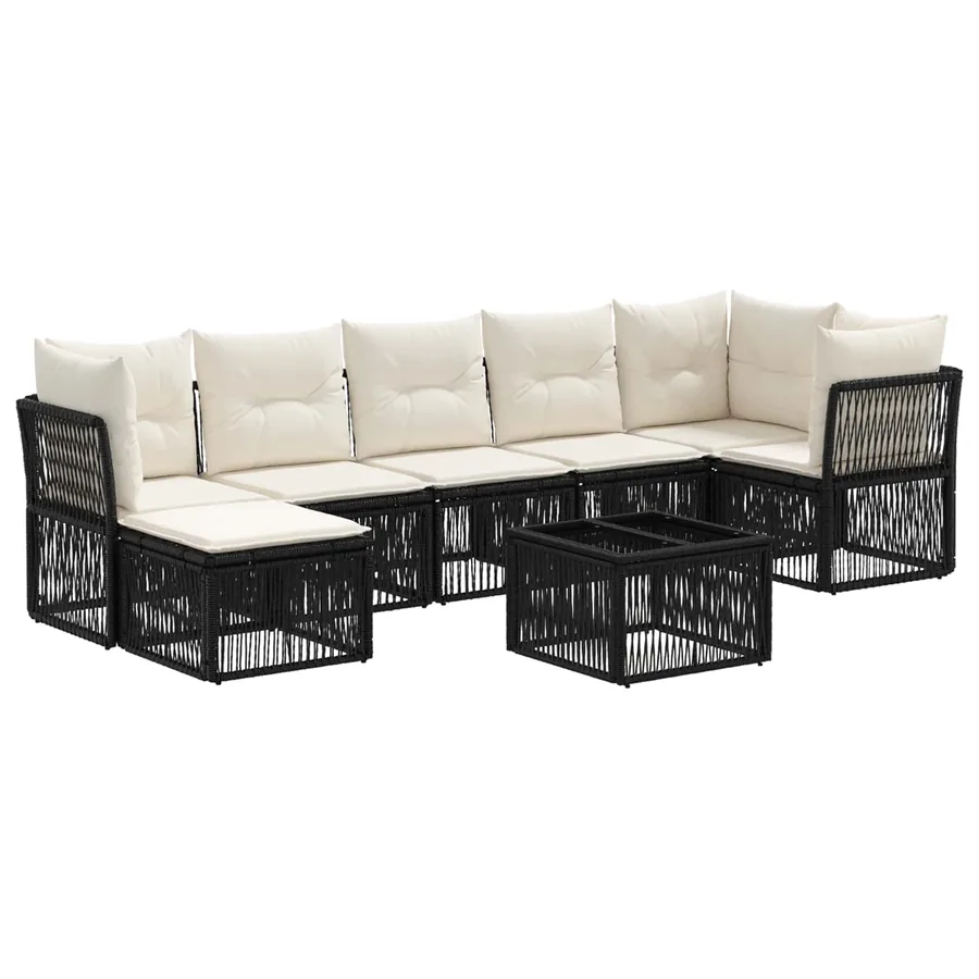 Ensemble de canapé de jardin 8 pcs Noir polyrotin