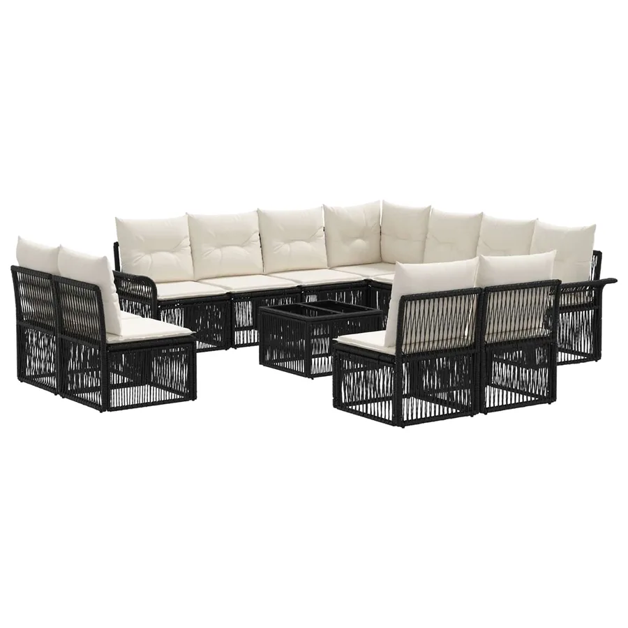Ensemble de canapé de jardin 12 pcs Noir polyrotin - 2