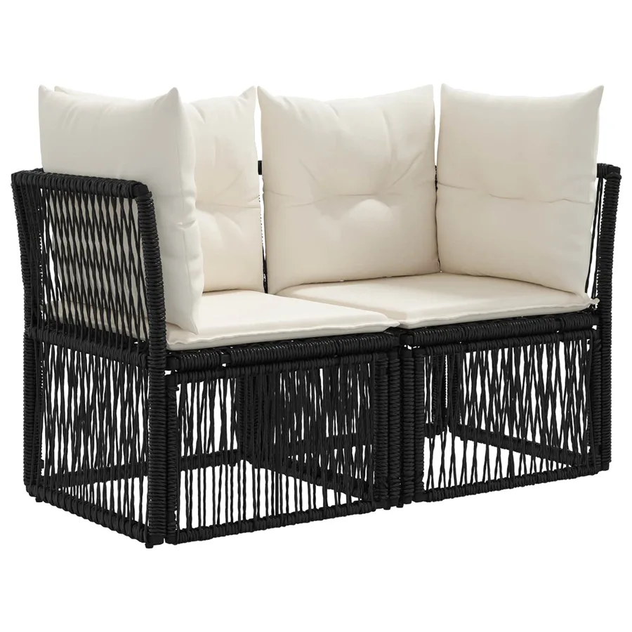 Ensemble de canapé de jardin 10 pcs Noir polyrotin - 3