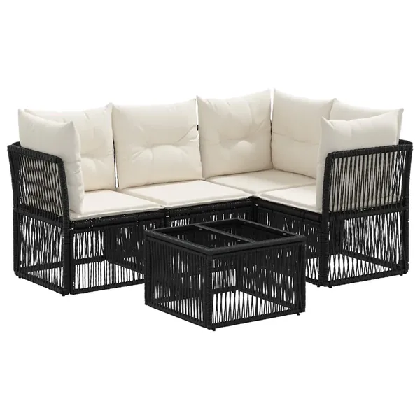 Ensemble de canapé de jardin 5 pcs Noir polyrotin
