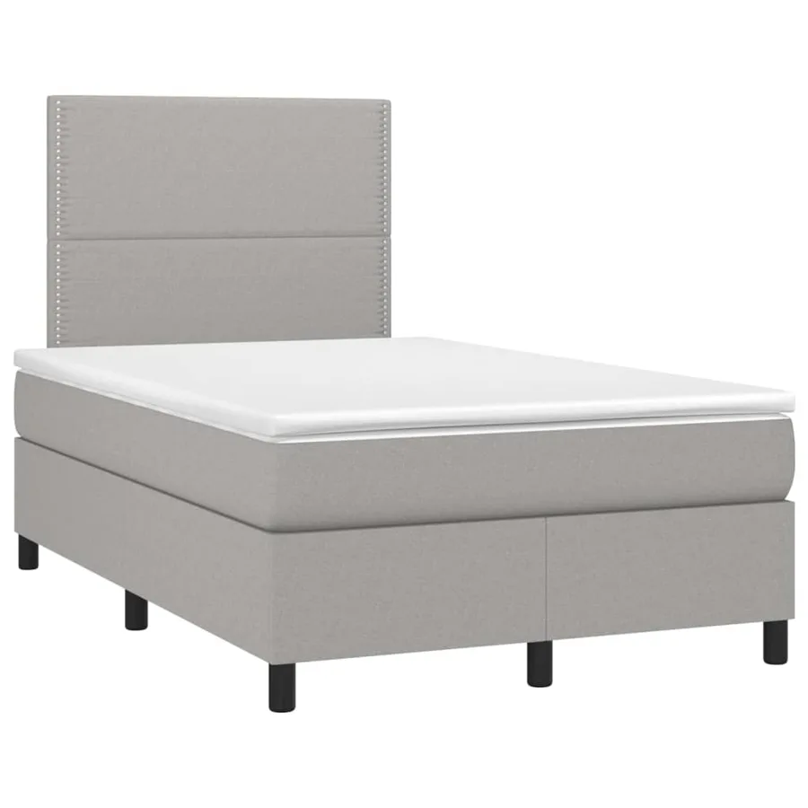 Sommier à lattes de lit et matelas et LED Gris clair 120x200 cm - 3