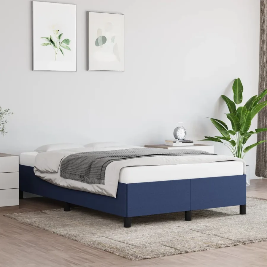 Cadre de lit sans matelas bleu 120x200 cm tissu