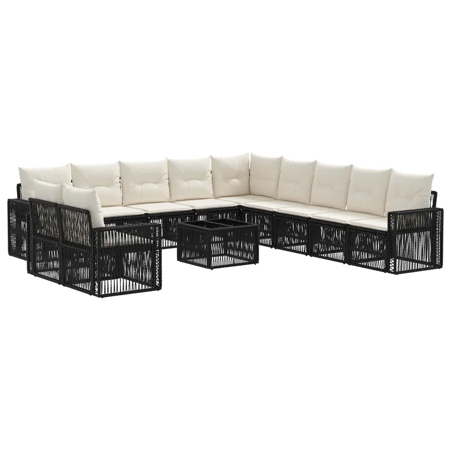 Ensemble de canapé de jardin 12 pcs Noir et blanc crème - 2