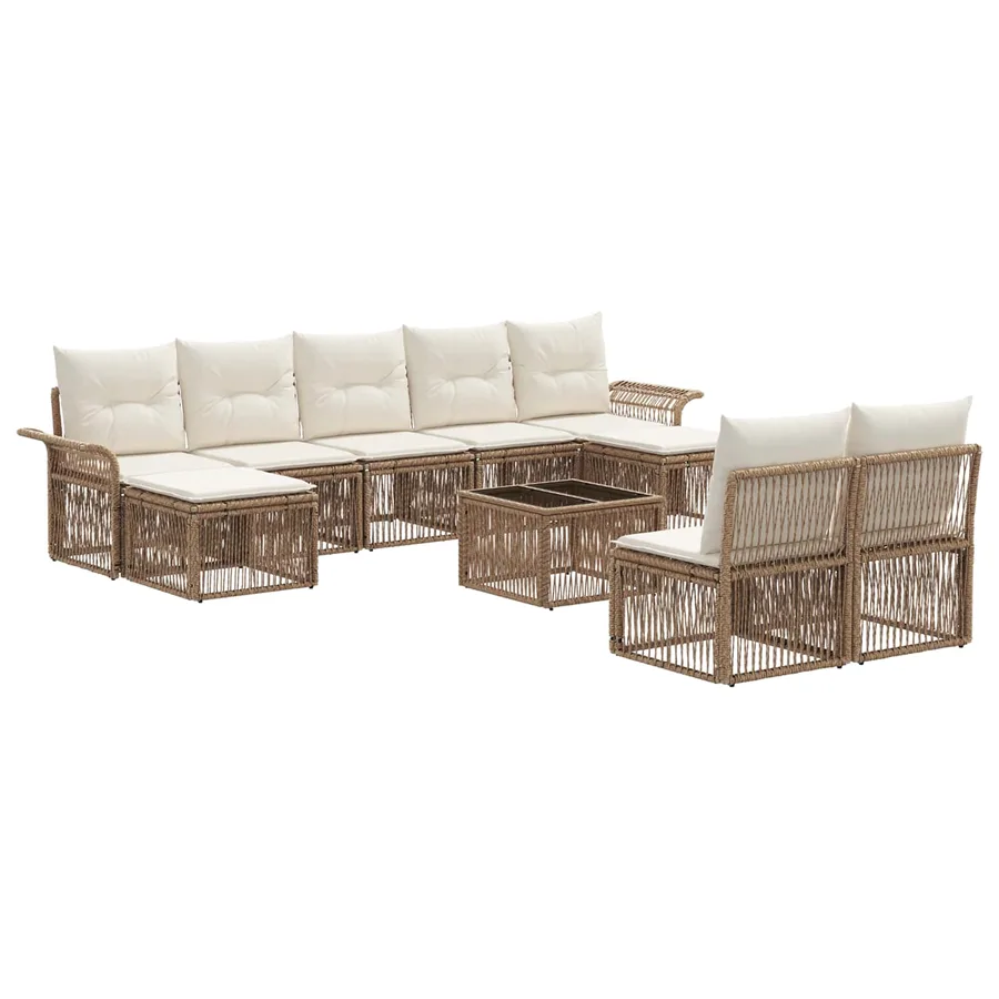 Ensemble de canapé de jardin 10 pcs Beige polyrotin - 2