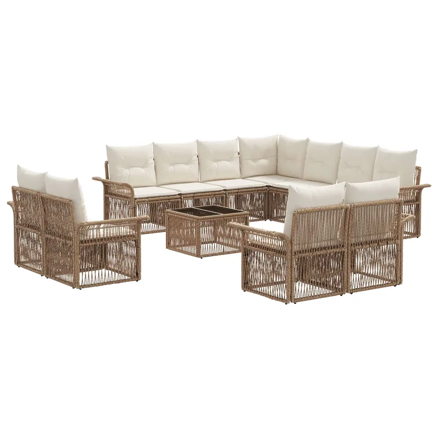 Ensemble de canapé de jardin 12 pcs Beige et blanc crème - 2