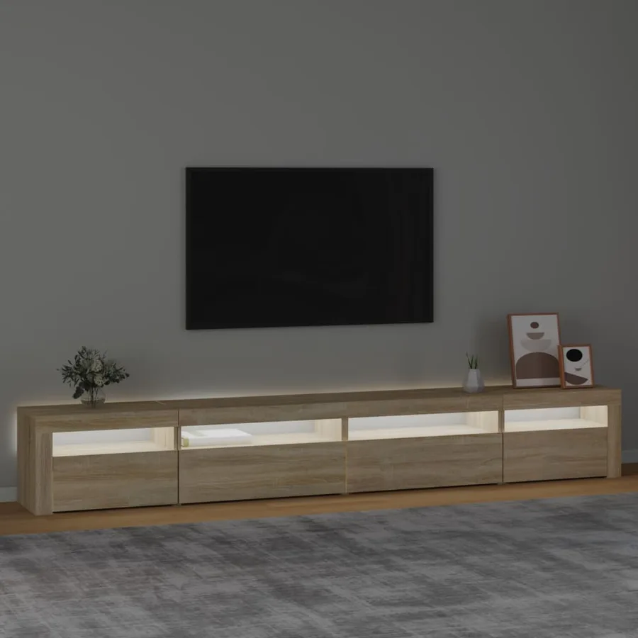 Meuble TV avec lumières LED Chêne sonoma 270x35x40 cm - 3