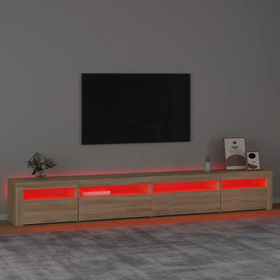 Meuble TV avec lumières LED Chêne sonoma 270x35x40 cm - 5