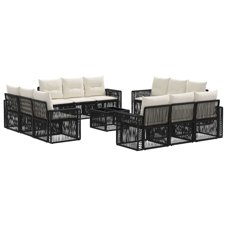 Ensemble de canapé de jardin 13 pcs Noir et blanc crème - 2