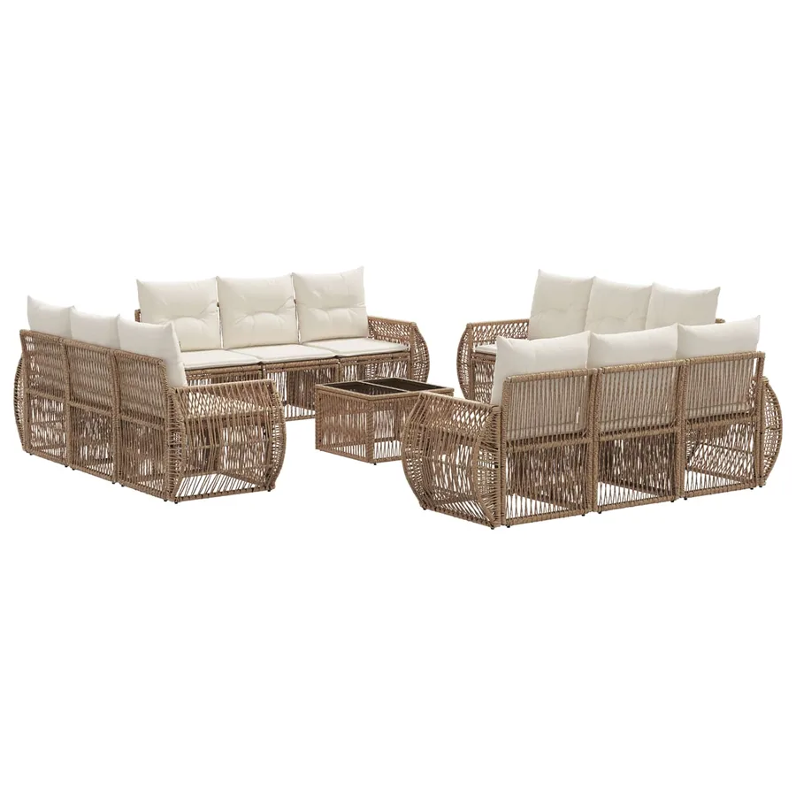 Ensemble de canapé de jardin 13 pcs Beige et blanc crème - 2