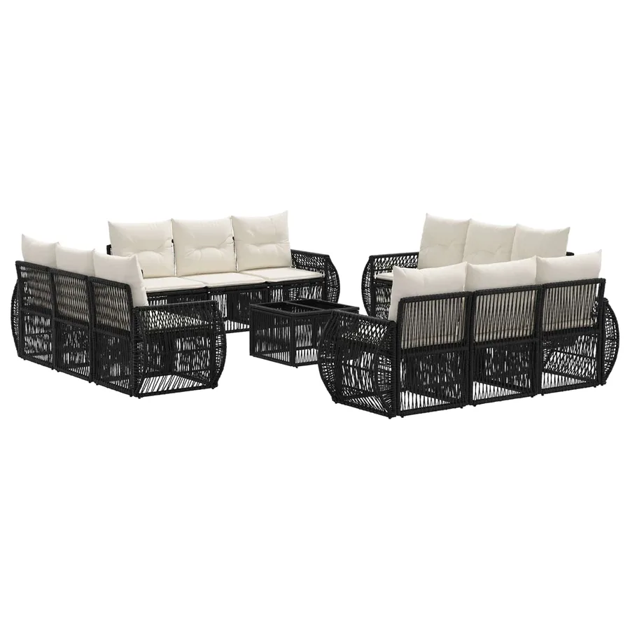Ensemble de canapé de jardin 13 pcs Noir et blanc crème - 2