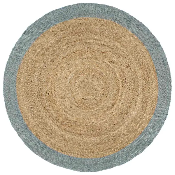 Tapis fait à la main Jute avec bord vert olive 240 cm