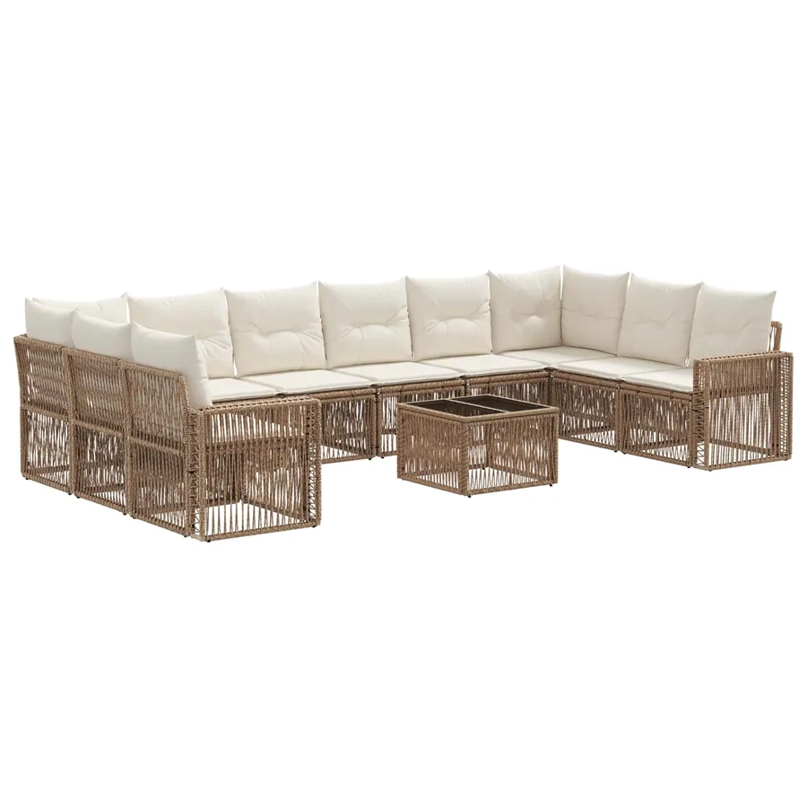 Ensemble de canapé de jardin 11 pcs Beige et blanc crème - 2