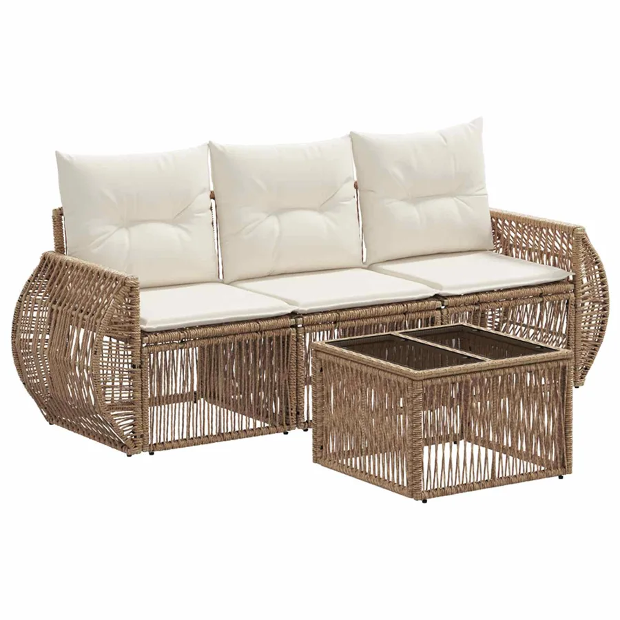 Ensemble de canapé de jardin 4 pcs Beige et blanc crème - 2