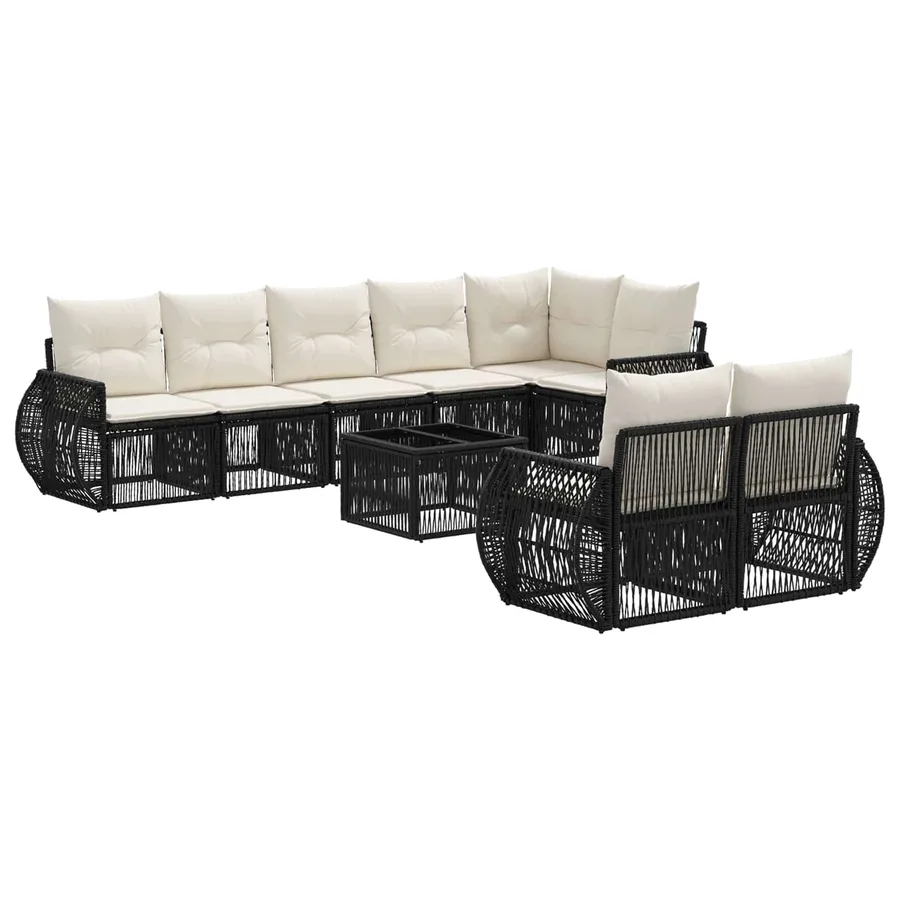 Ensemble de canapé de jardin 9 pcs Noir et blanc crème - 2