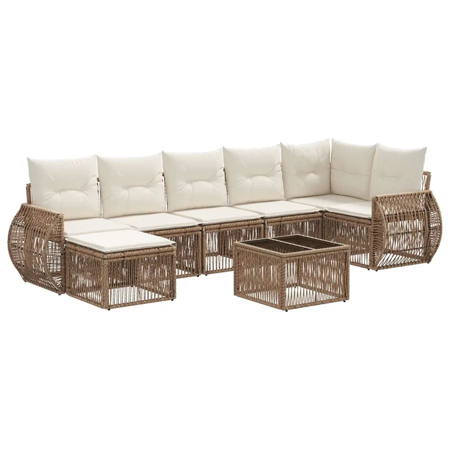 Ensemble de canapé de jardin 8 pcs Beige et blanc crème - 2