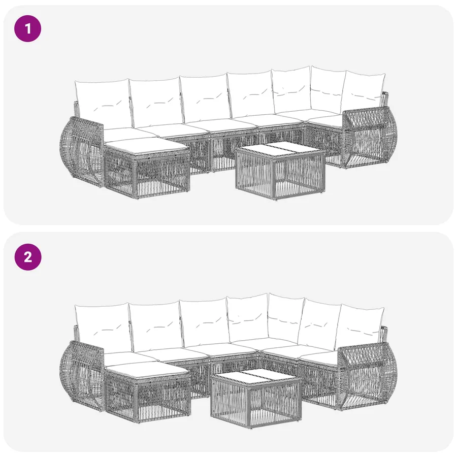 Ensemble de canapé de jardin 8 pcs Beige et blanc crème - 9