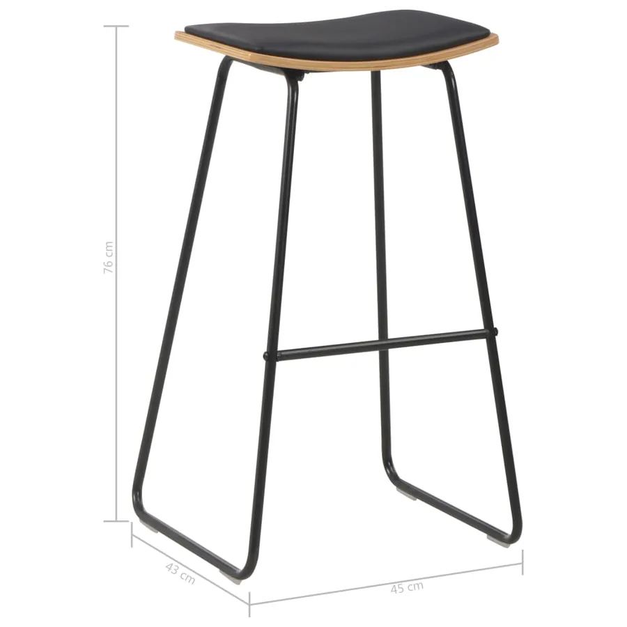 Tabourets de bar lot de 2 noir similicuir - 8