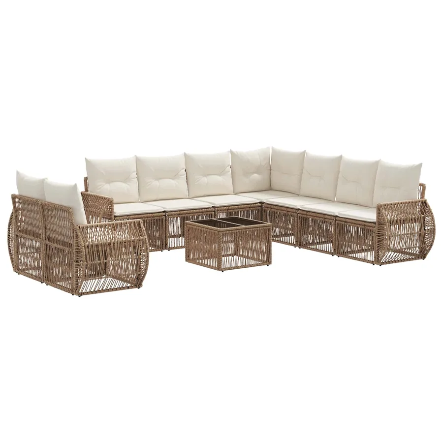 Ensemble de canapé de jardin 10 pcs Beige et blanc crème - 2