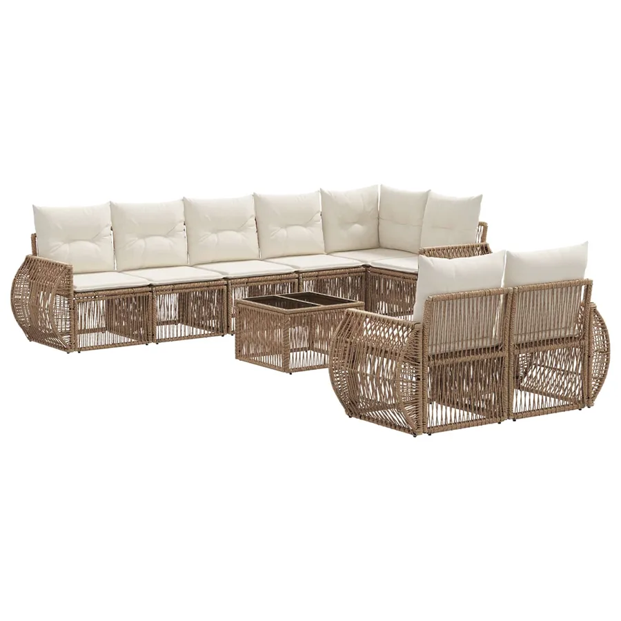 Ensemble de canapé de jardin 9 pcs Beige et blanc crème - 2