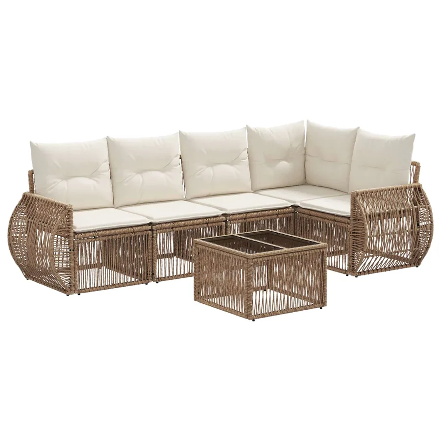 Ensemble de canapé de jardin 6 pcs Beige et blanc crème - 2