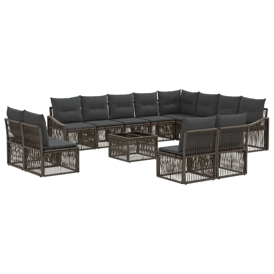Ensemble de canapé de jardin 13 pcs Gris polyrotin - 2
