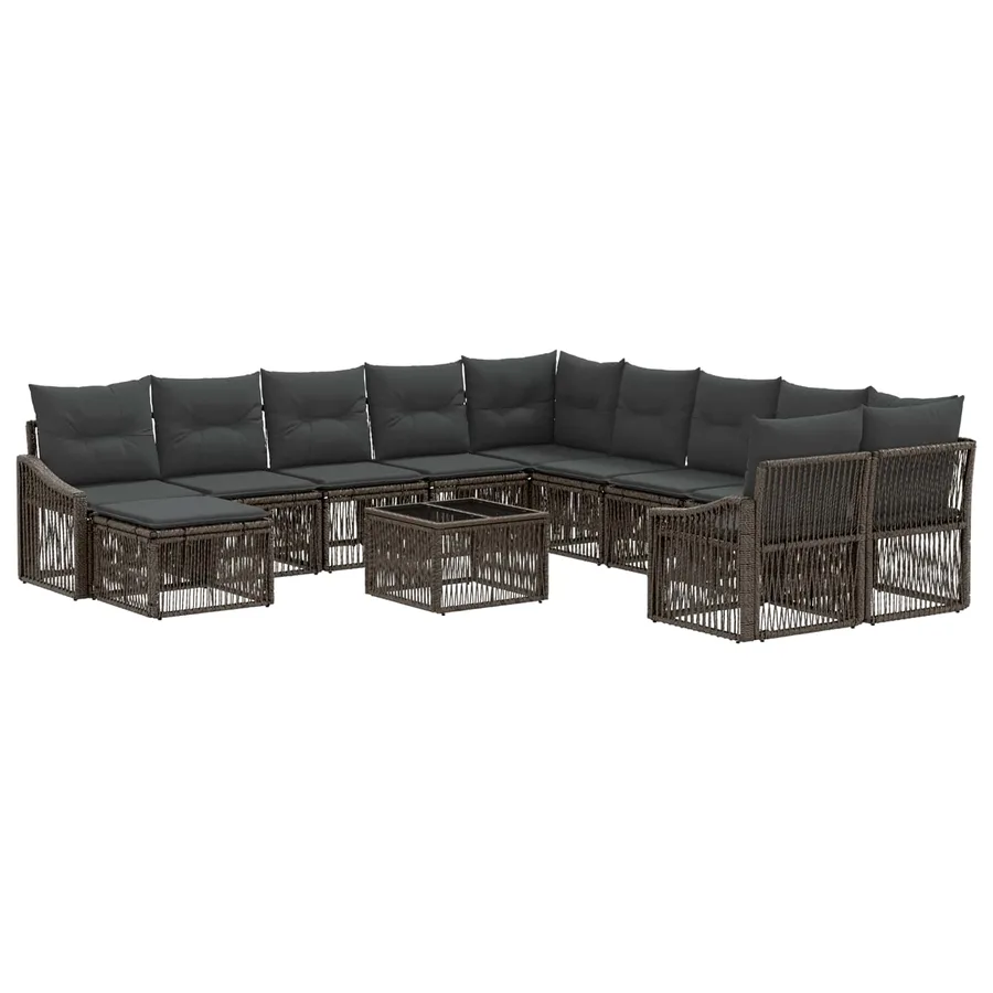 Ensemble de canapé de jardin 12 pcs Gris polyrotin - 2