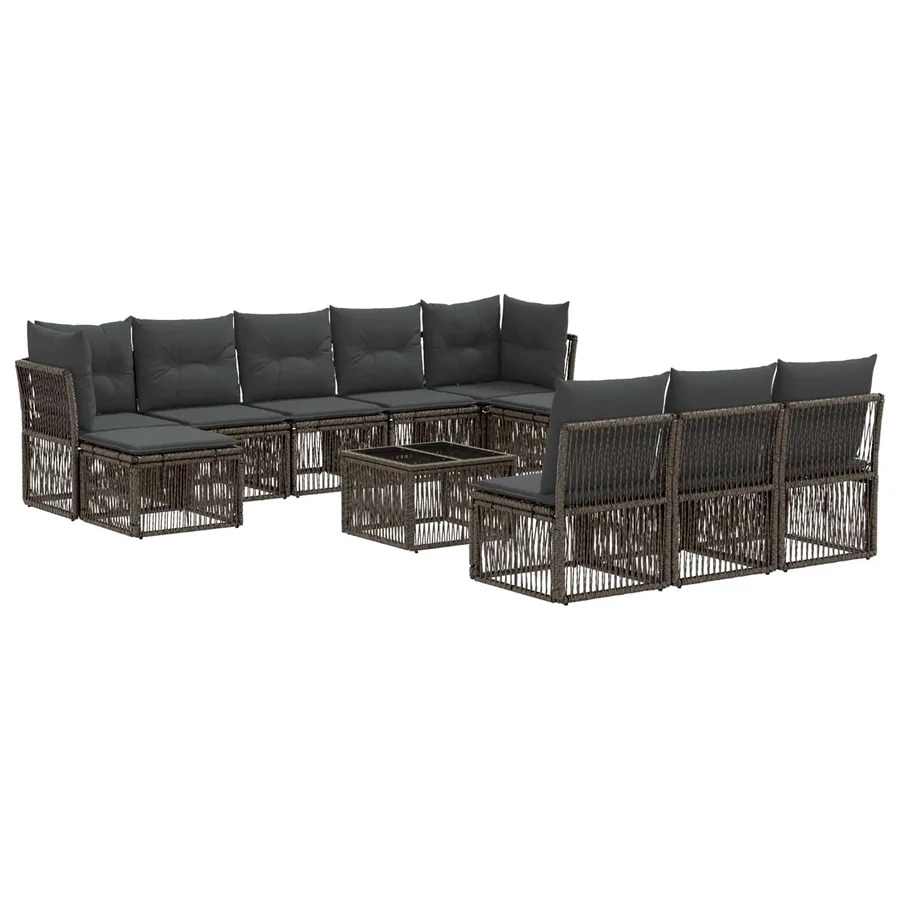 Ensemble de canapé de jardin 11 pcs Gris polyrotin - 2