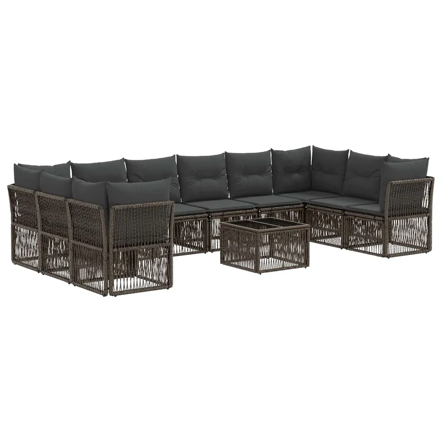 Ensemble de canapé de jardin 11 pcs Gris polyrotin - 2