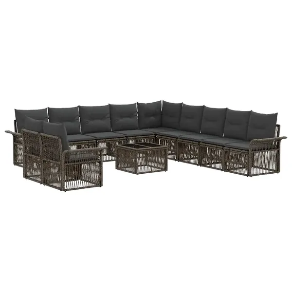 Ensemble de canapé de jardin 12 pcs Gris polyrotin
