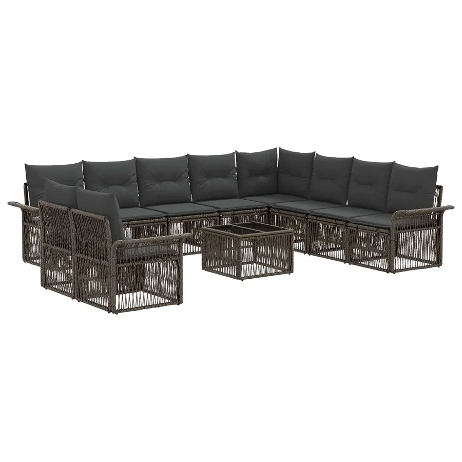 Ensemble de canapé de jardin 11 pcs Gris polyrotin - 2